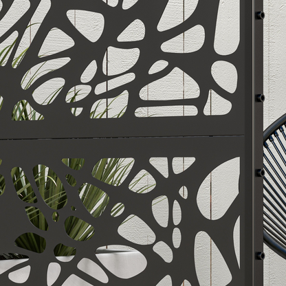 Outsunny 6.5FT Metal Outdoor Privacy Screen Panel with Stand, Twisted Lines