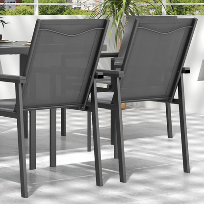 Outsunny 7 Piece Garden Dining Set, Outdoor Table and 6 Chairs, Grey