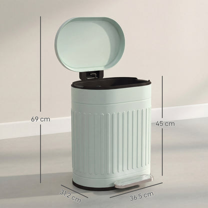 HOMCOM 20L Metal Kitchen Bin, with Soft-Close Lid - Light Green