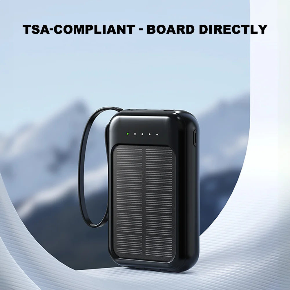 20000mAh Solar Power Bank with Flashlight Outdoor Portable Charger 4 Outputs LED Lights for Camping Emergency