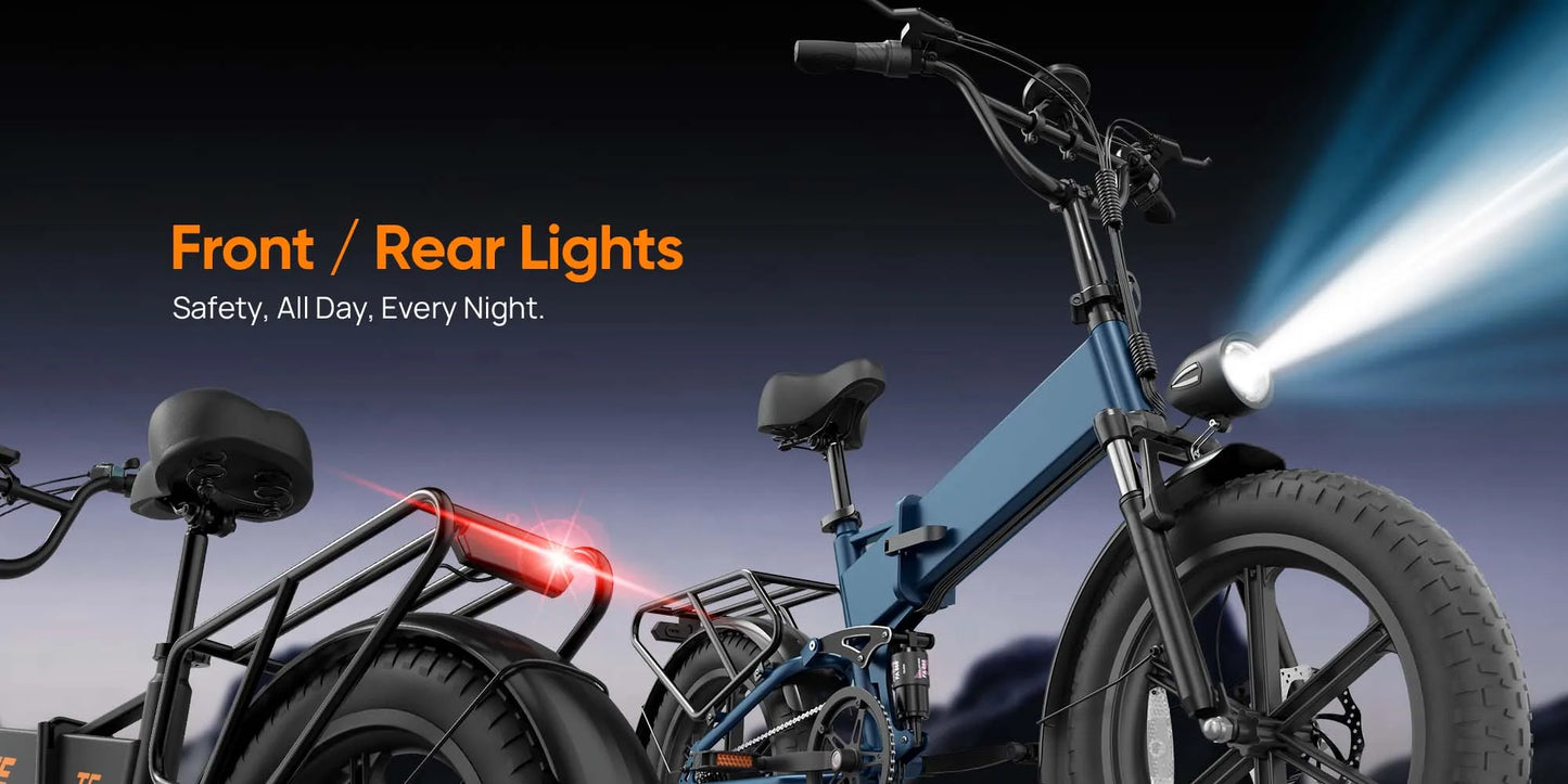 Urlife T5 Electric Bike 1500W E-Bike 48V 13Ah Battery 28MPH 100Mile Range 20X4" Fat Tire Free Shipping Foldable and portable