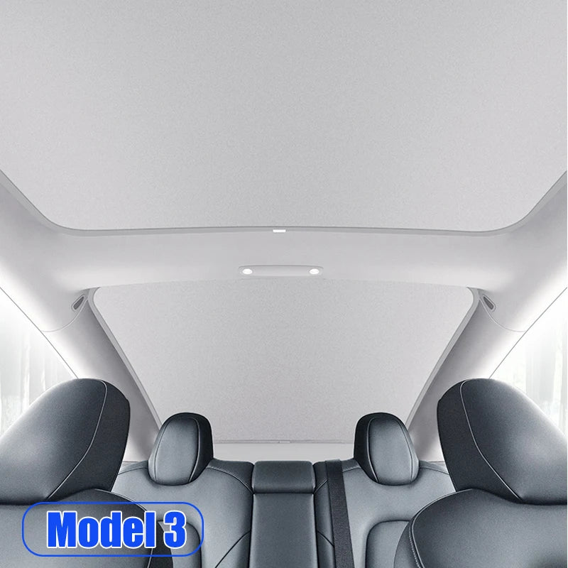 2PCS For Tesla Model 3/Y/3 Highland/Y Juniper Ice Cloth Buckle Shades for Glass Roof Front & Rear Sunroof Skylight Sunshade