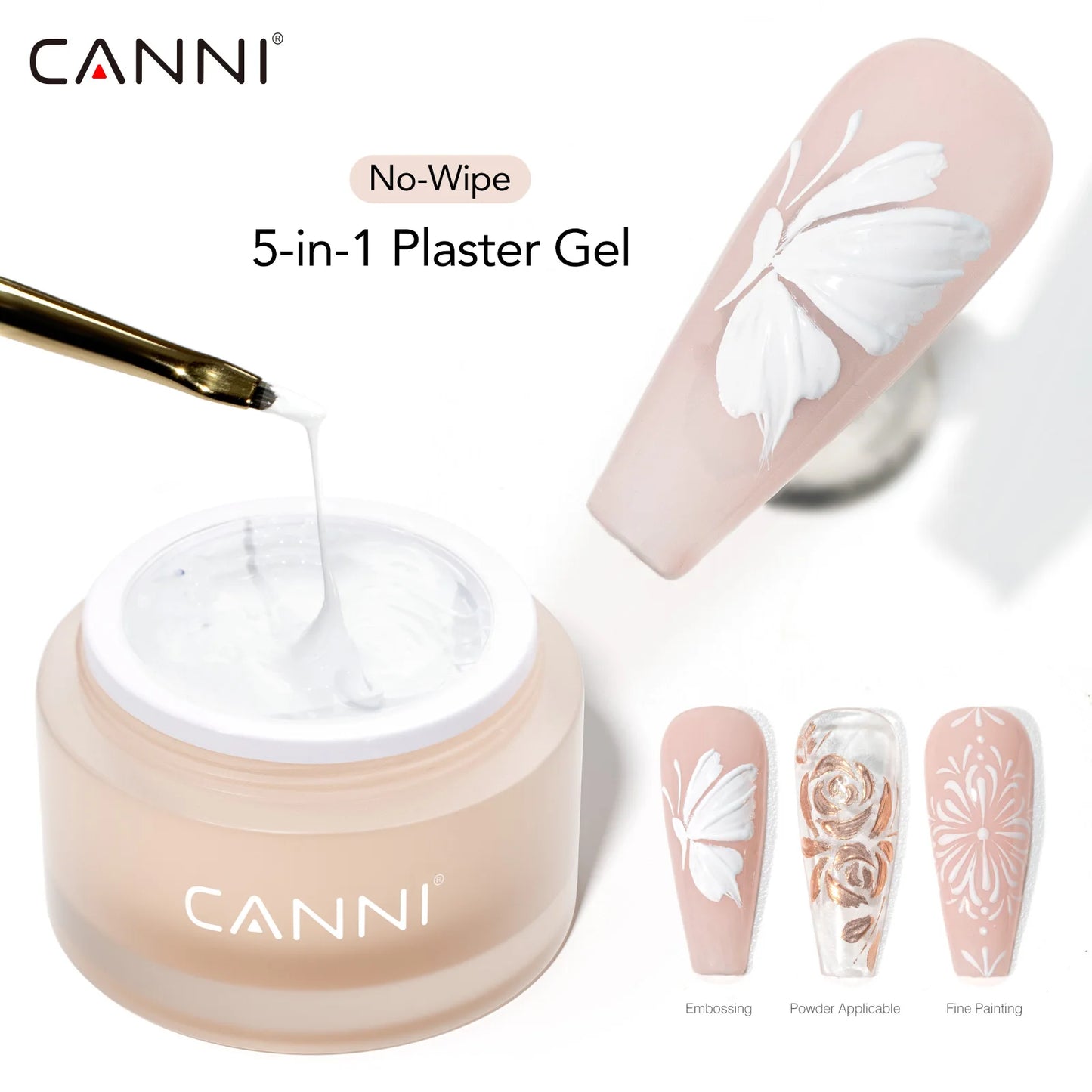 CANNI 10g No-Wipe 5-in-1 Plaster Gel HEMA TPO FREE Nail Art Functional Gel White Black Nail Painting Relief Pattern DIY Manicure