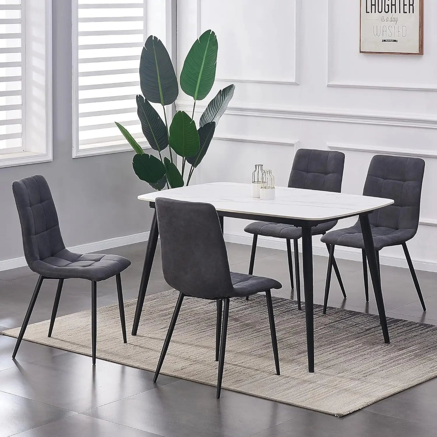 mcc direct Set of 4 Faux Matte Suede Leather Dining Chairs With metal Legs home& restaurants henri