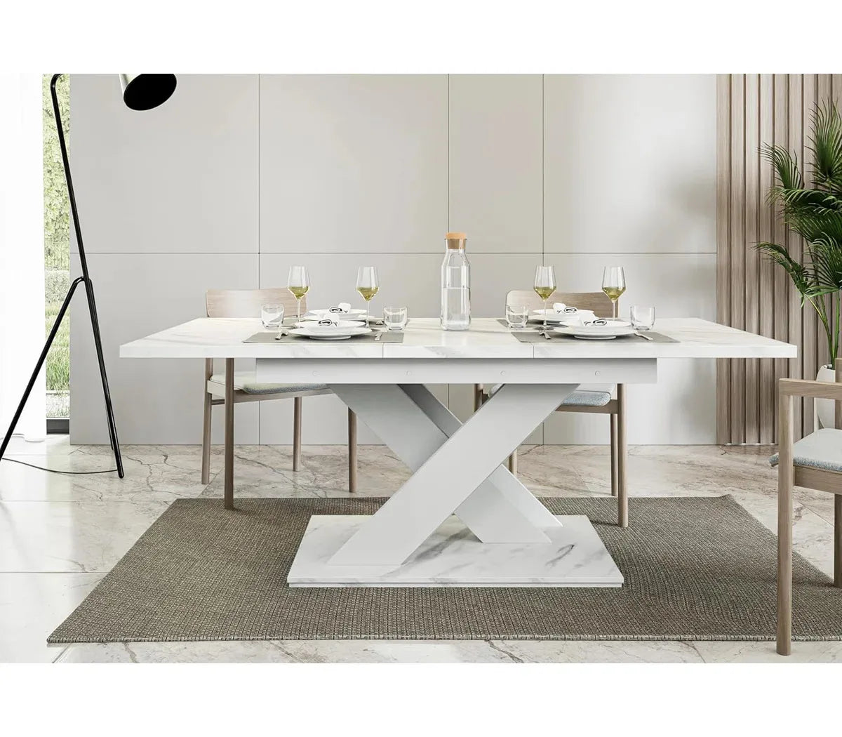 Extendable Dining Table | Modern White Table, Design for Kitchen, Office & Dining Room