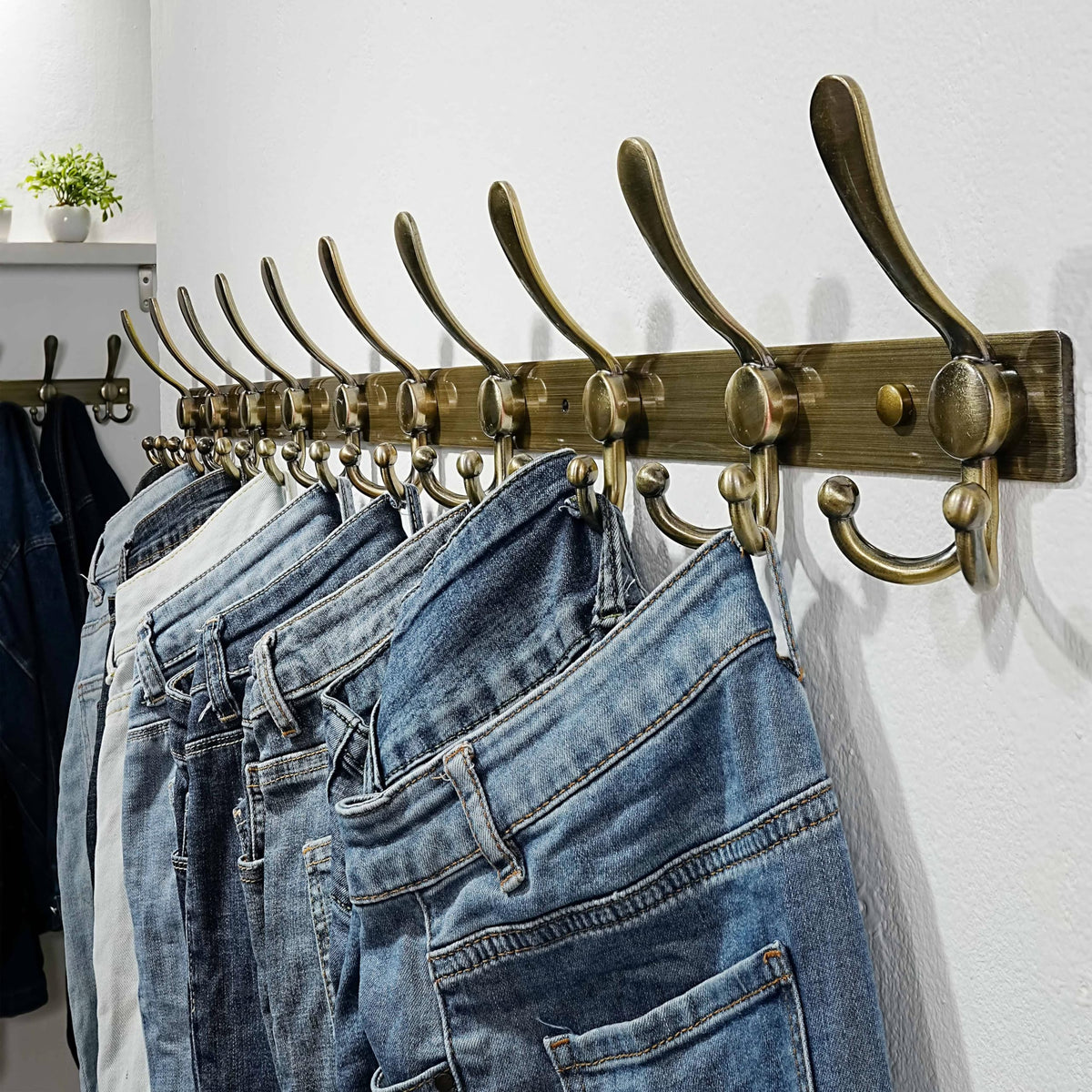 Dseap Coat Rack Wall Mount 94cm, Heavy Duty 2.5mm Base vs Flimsy 1mm, Double-Thick Solid Anti-Snap Hooks