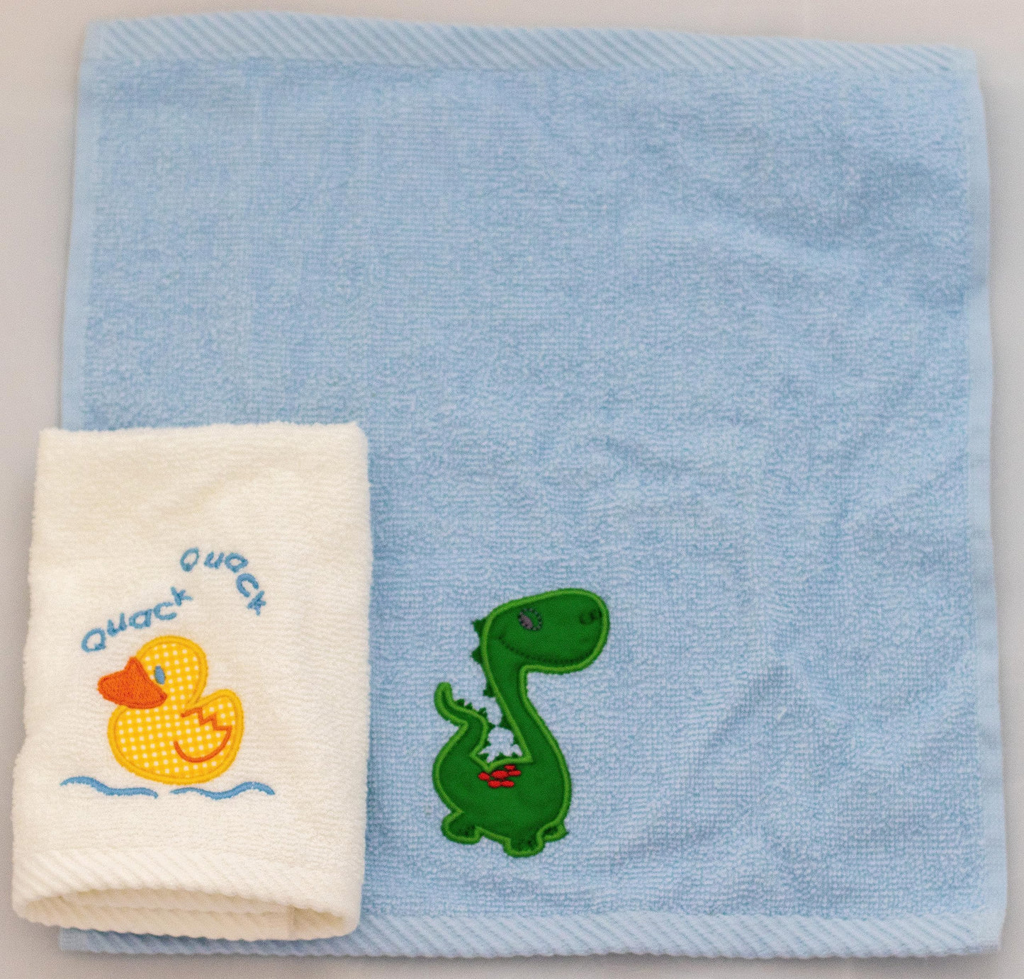 Lex's Linens Pack of 2 Kids Facecloth (1 of Each) (Dinosaur & Duck)