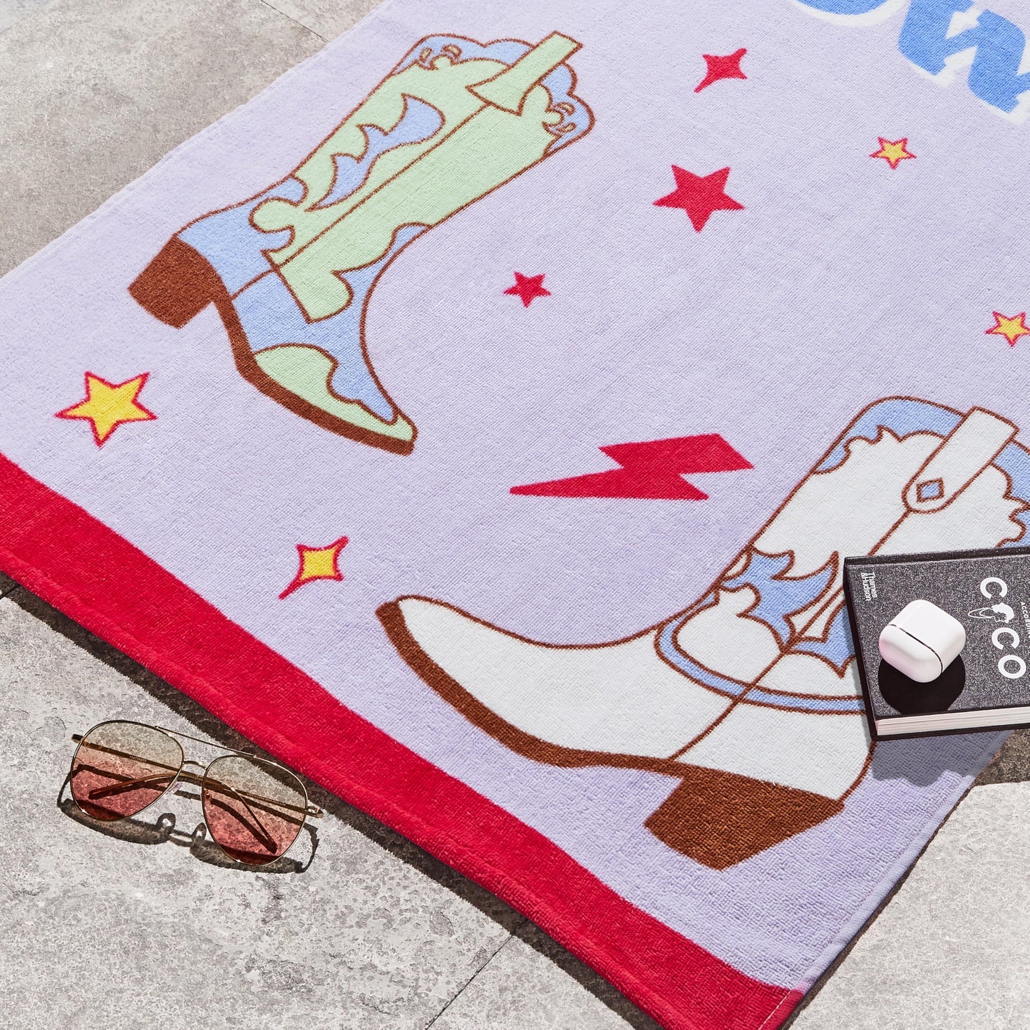 Sassy B Howdy Cowgirl 76x160cm Cotton Beach Towel Lilac