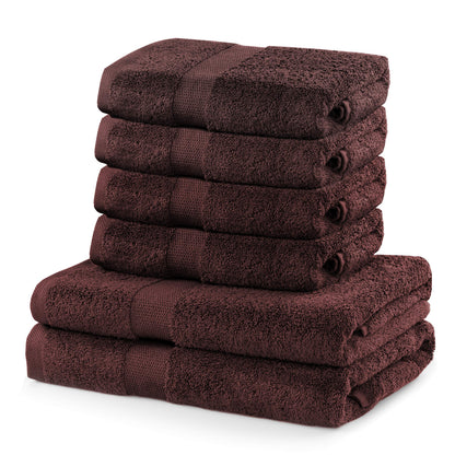 DecoKing Hand Towel 50 x 100 cm Cotton Quality 525 g/m² Brown Nut Brown Absorbent Marina