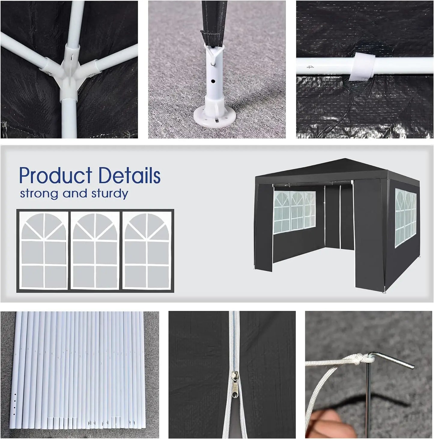 mcc direct Event Gazebo with 4 Side Panels, Outdoor Waterproof Party Tent Marquee with Coated Steel Frame