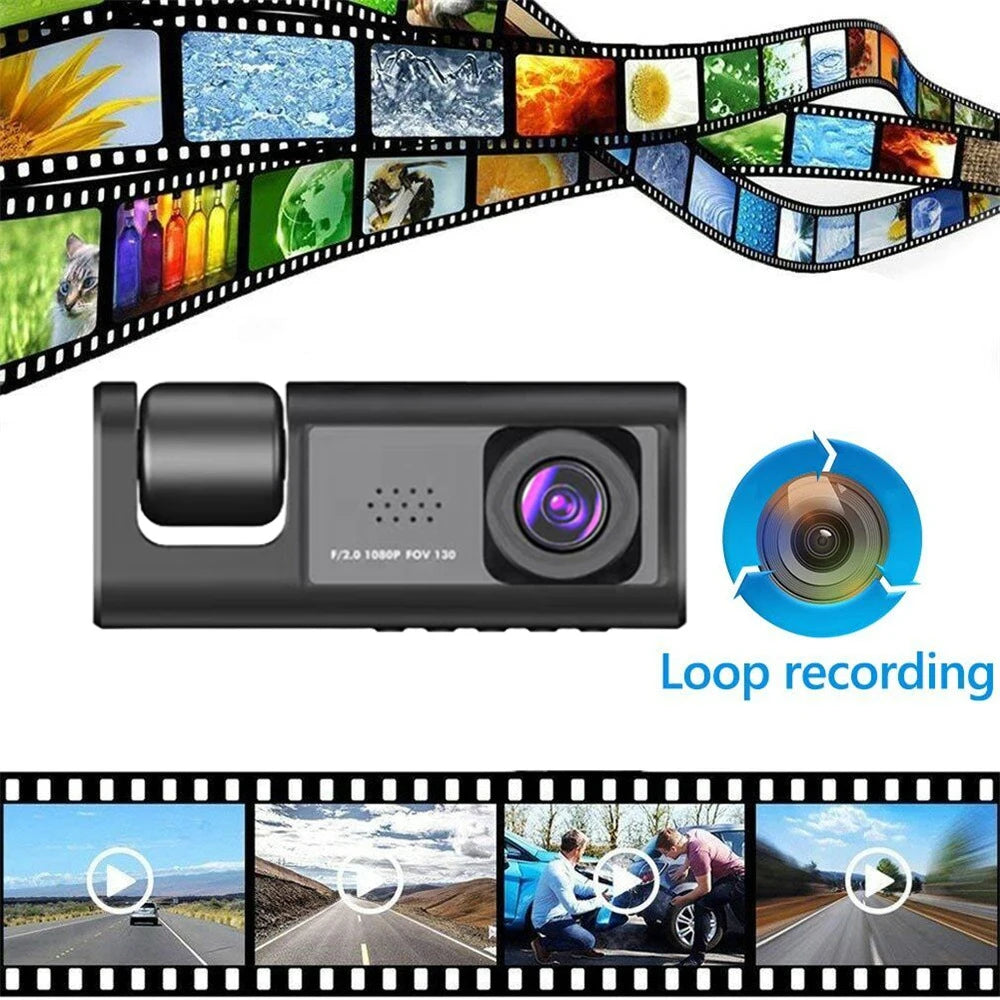 HD 1080P 3-Lens Car Camera 3 Channel Car DVRs Inside Vehicle Dash Cam Video Recorder Night Vision Dashcam With 32GB Memory Card
