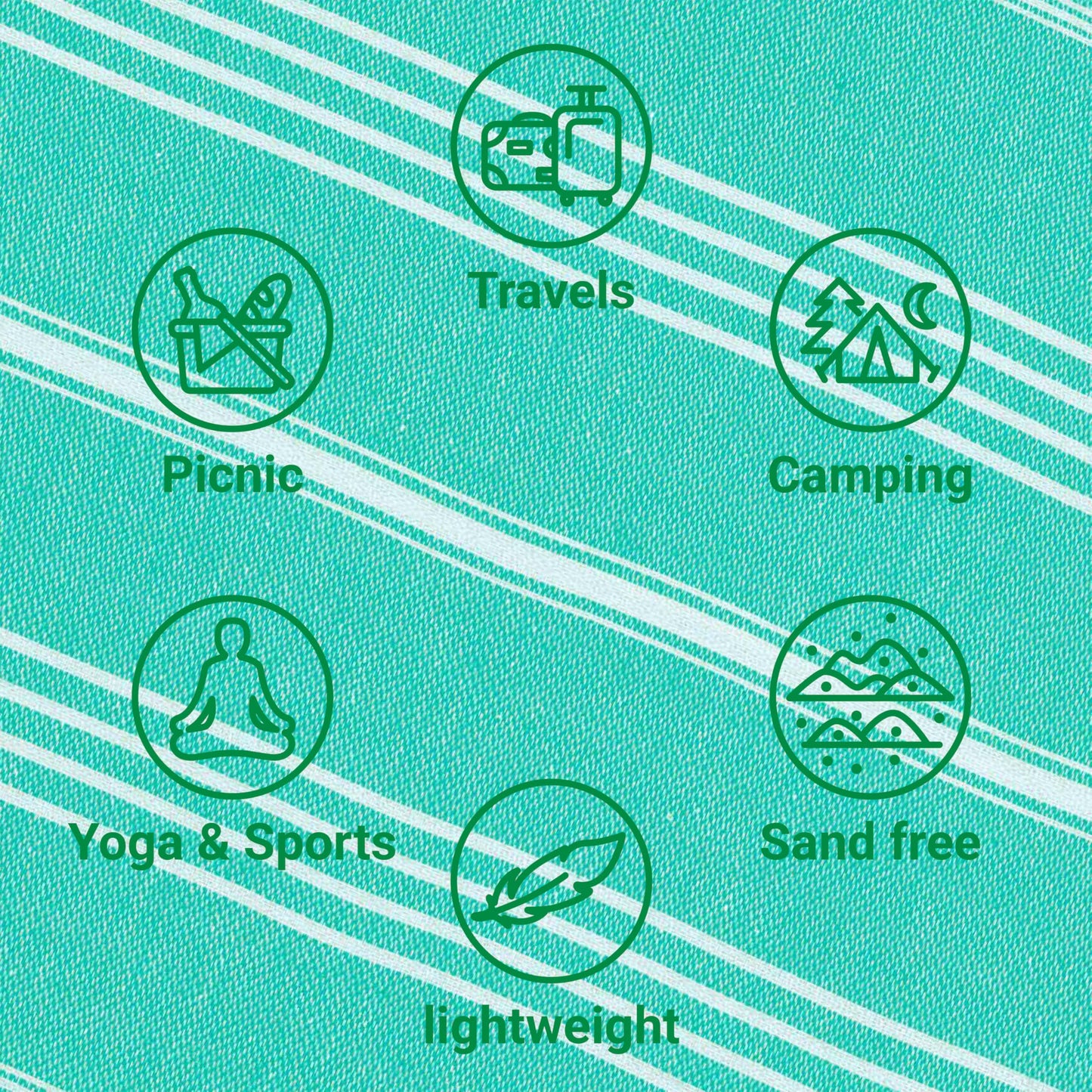 LeStoff Hammam Towel/Guest Towel, 100% Organic Cotton, 50x100, Turquoise