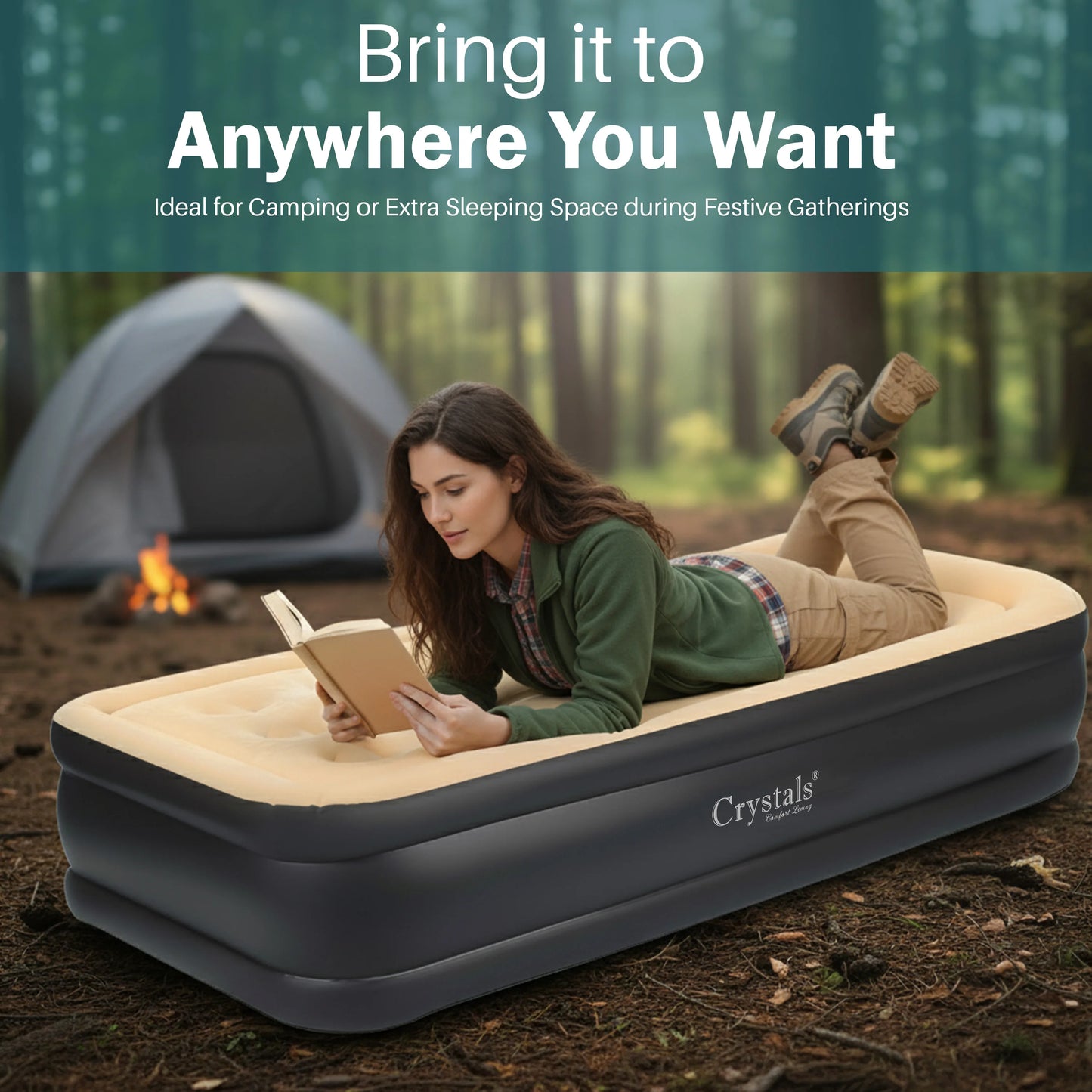 High-Rise Luxury Single Air Bed with Built-In Electric Pump