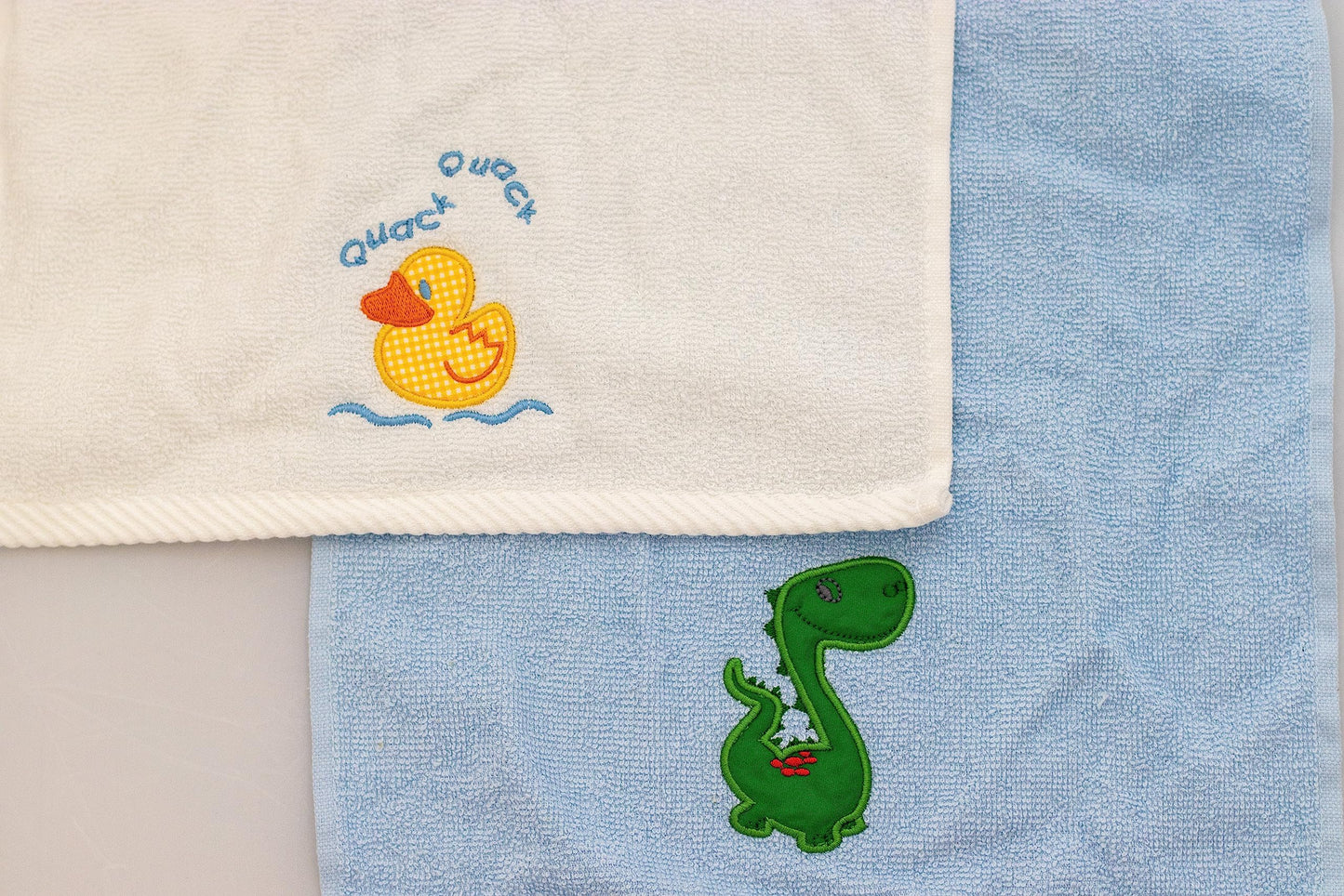 Lex's Linens Pack of 2 Kids Facecloth (1 of Each) (Dinosaur & Duck)