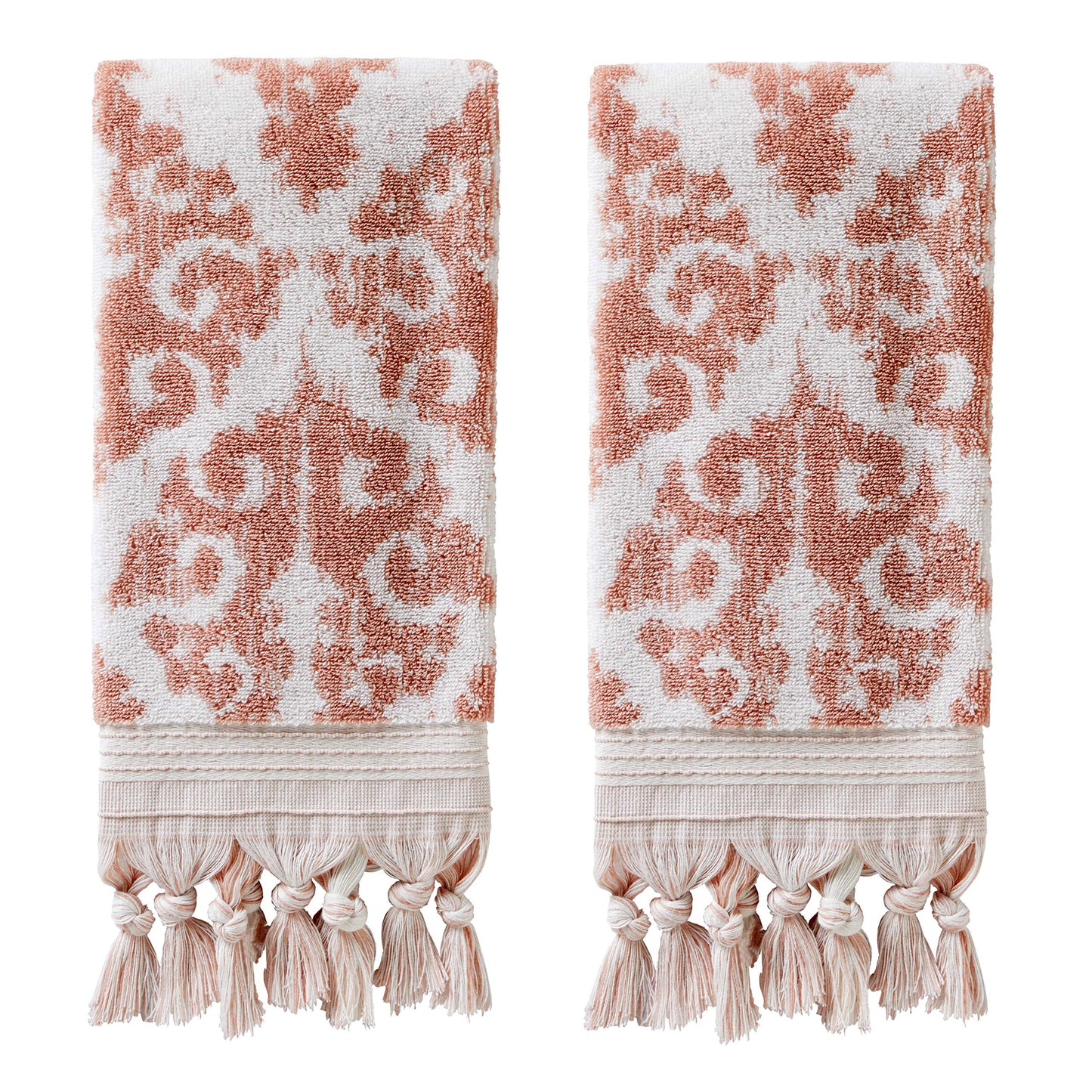 SKL Home Mirage Fringe 100% Turkish Cotton Hand Towel Set, Blush Small