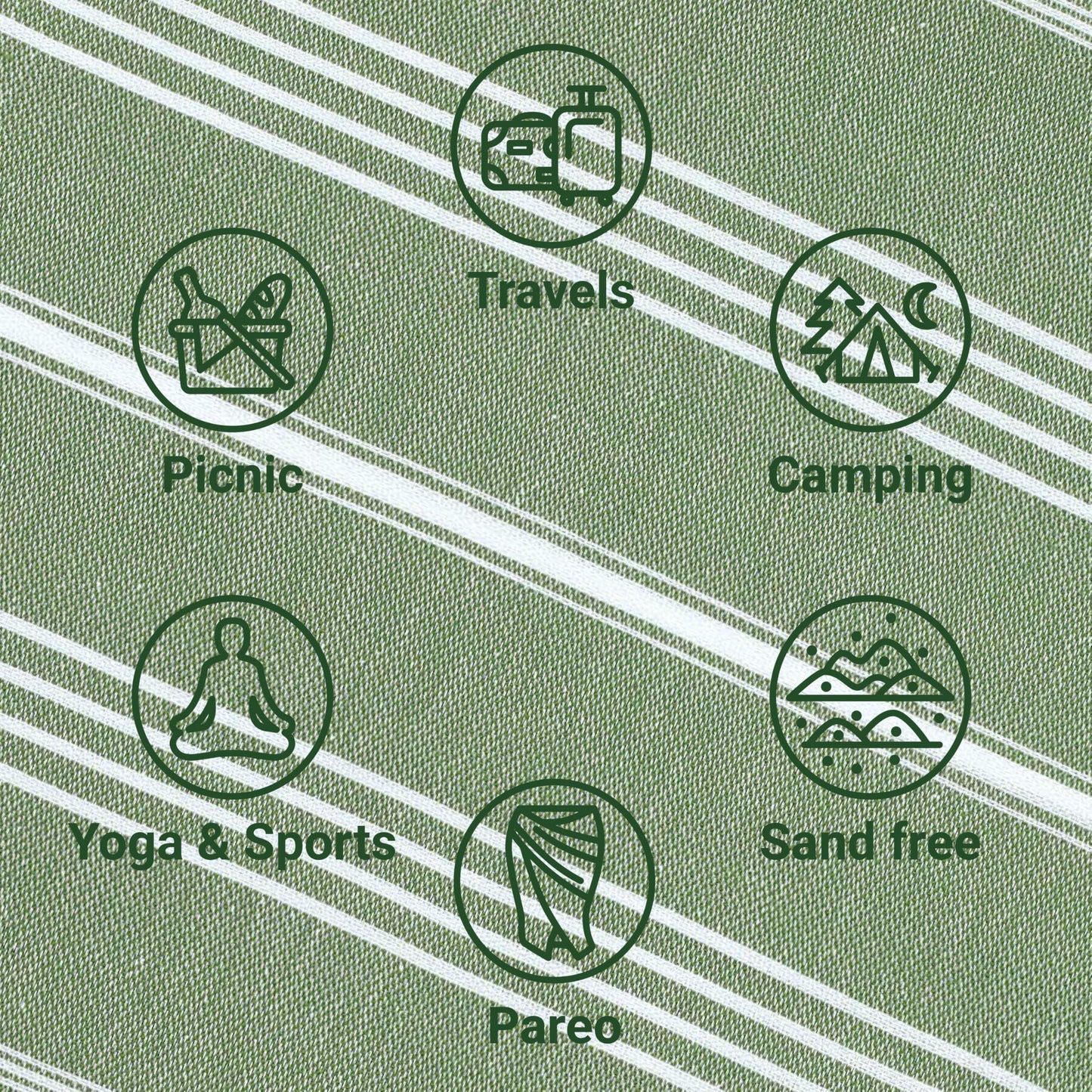 LeStoff Hammam Towel, Camping Towel, 100% Organic Cotton, 95x180 cm, Olive