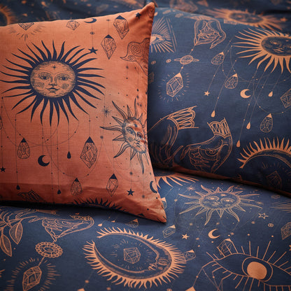 furn. Constellation Celestial Duvet Cover Set - King - Bronze/Navy