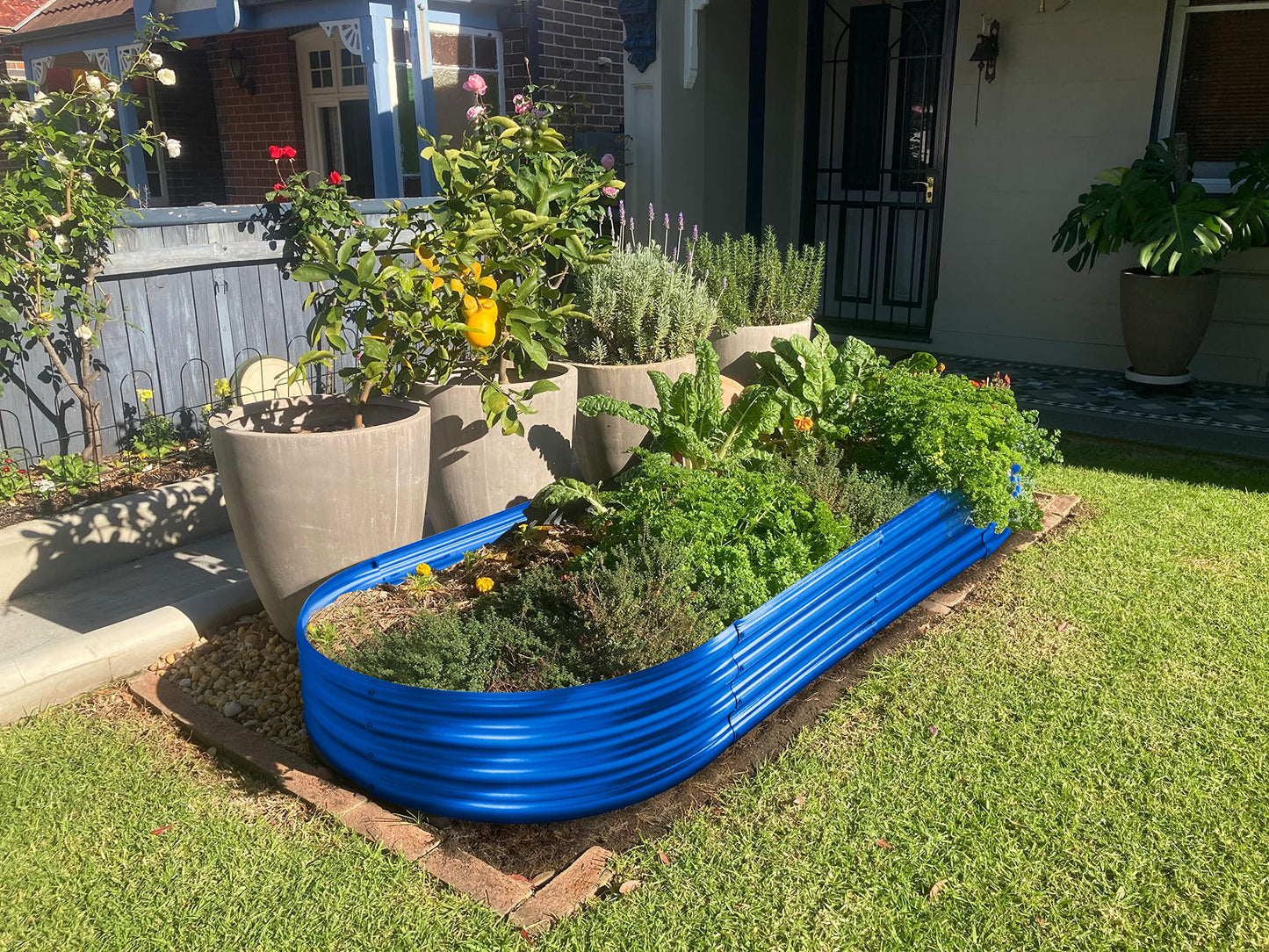 Land Guard Galvanized Raised Garden Bed Kit, Galvanized Planter Boxes Outdoor, Oval Large Metal Raised Garden Beds for Vegetables 4 x 2 x 1ft(1pcs)