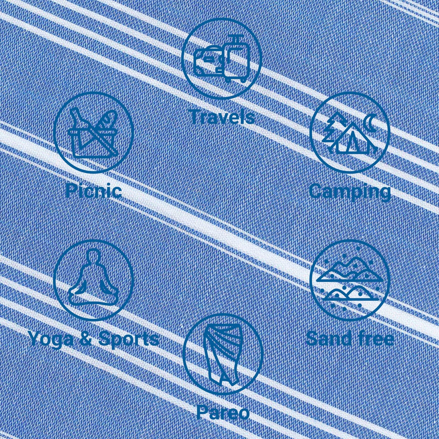LeStoff Hammam Towel, Sauna Towel, 100% Organic Cotton, 95x180 cm, Sky Blue