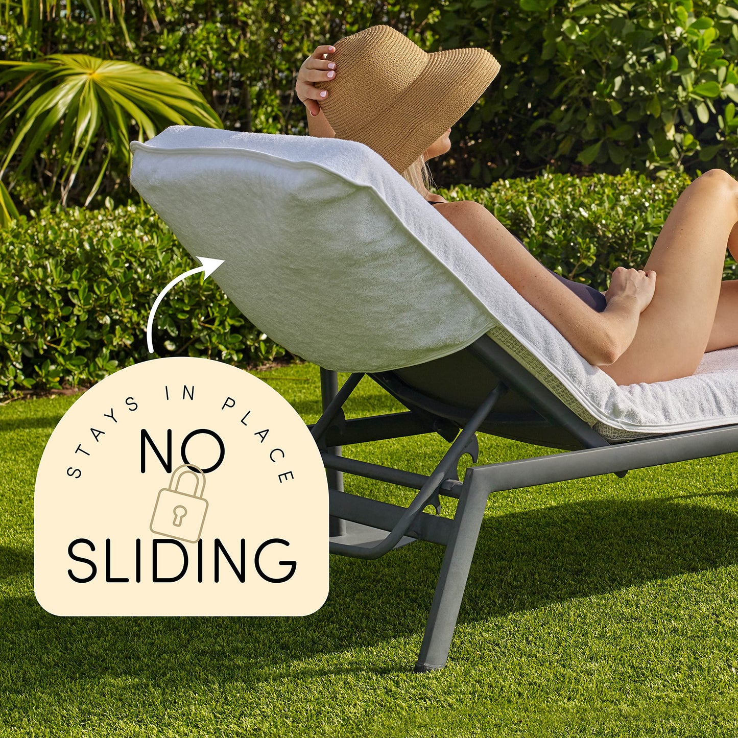 Boca Terry Chaise Lounge Cover - Cotton Terry Cloth Beach Chair Towel - Fitted Beach Towel, White