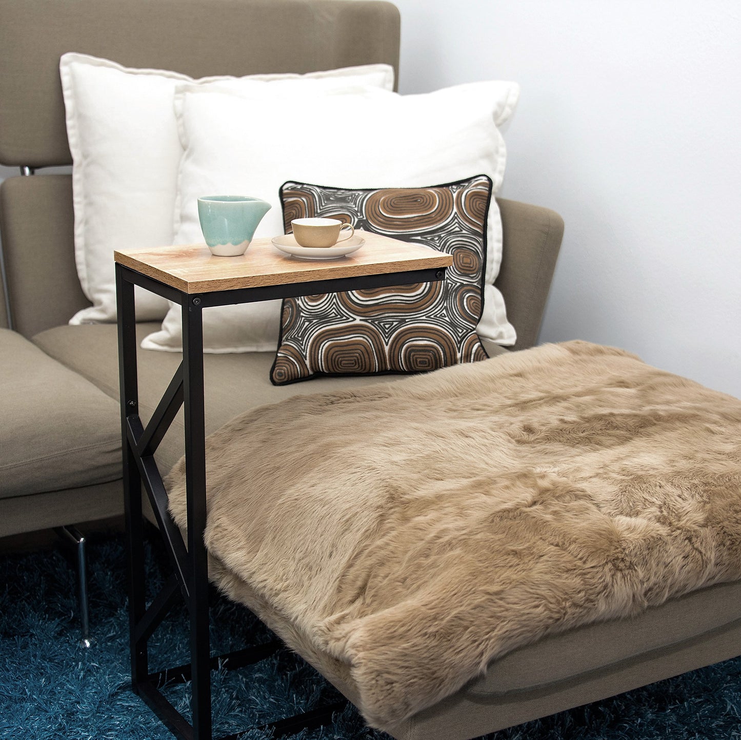 bonVIVO Modern Coffee Table Stainless Steel Frame Black