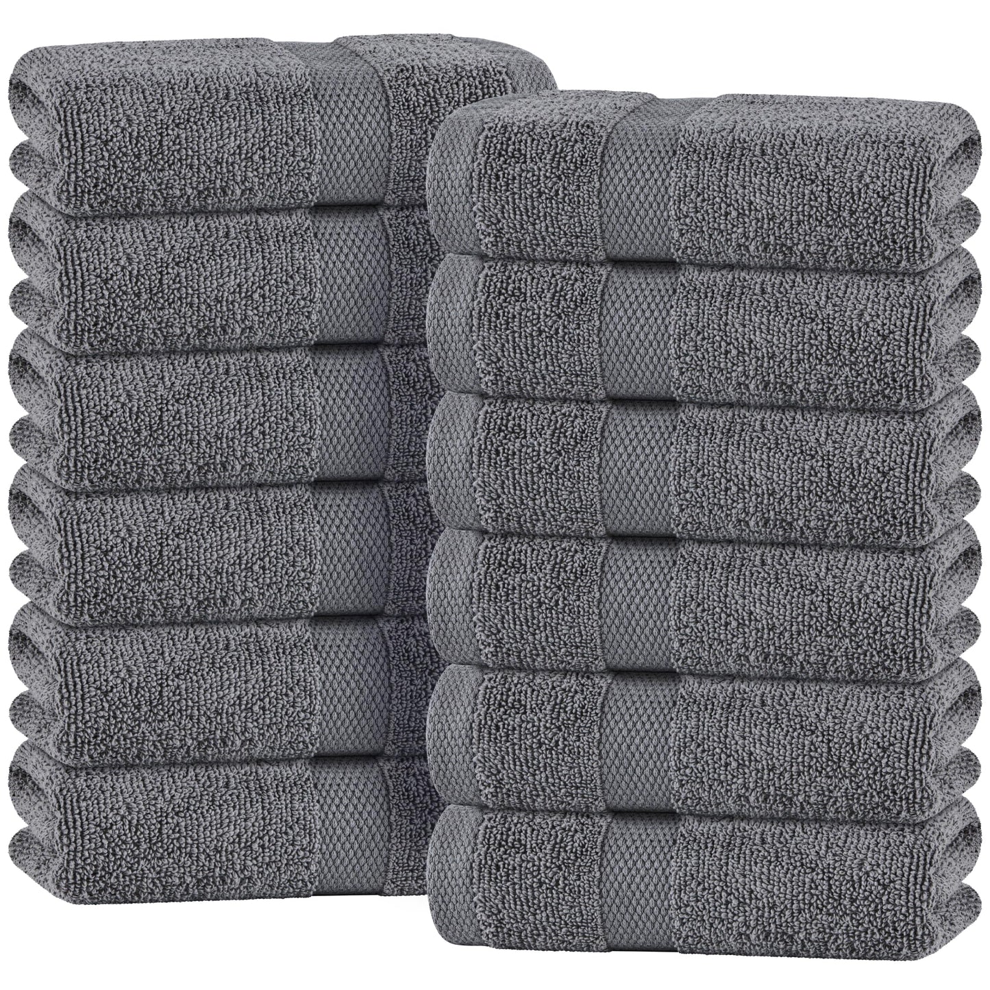 White Classic | 12 Pack 40x68 cm | Wealuxe Grey Hand Towels for Bathroom, Cotton Hand Towel Bulk for Home Kitchen or Gym and Spa