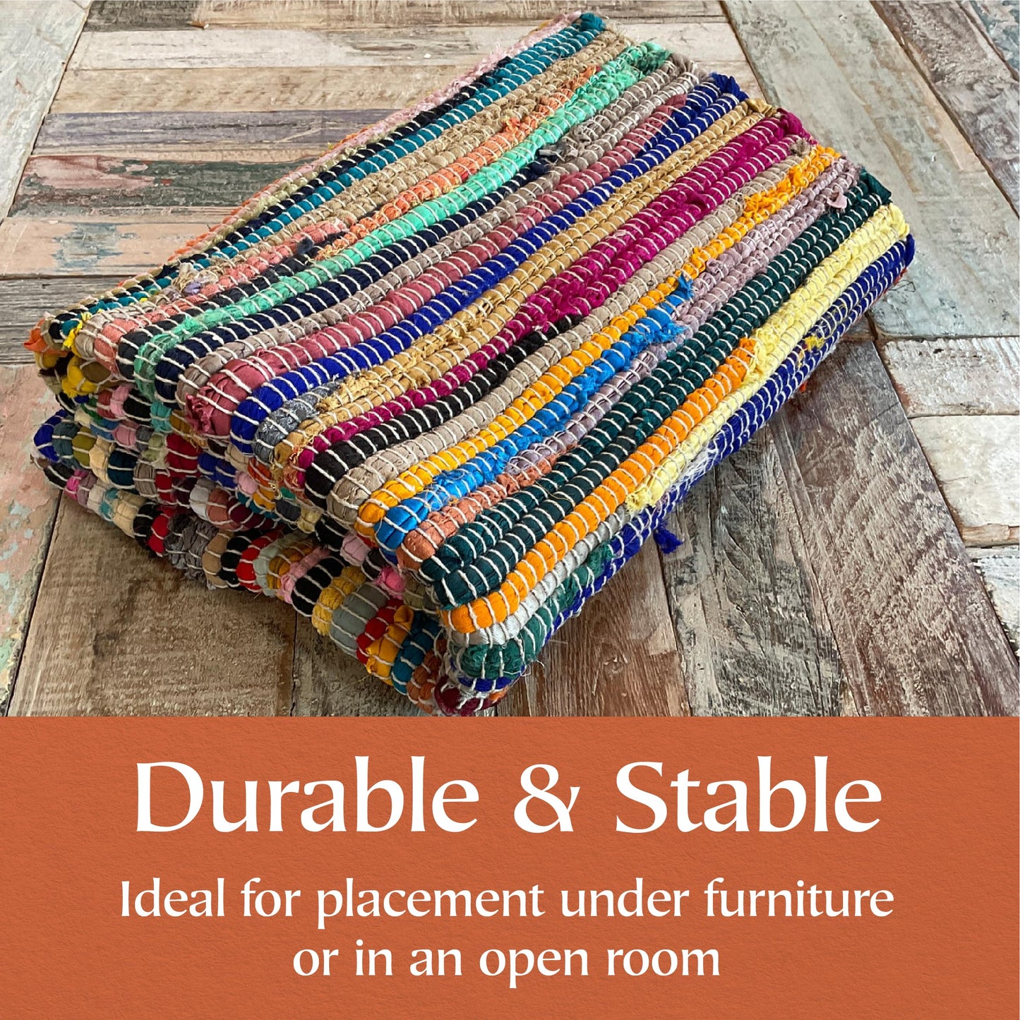 Second Nature Online - SHANTI Multi Coloured Rug | Hand Woven | Eco-Friendly: 100% Recycled Fabric | Ethically Sourced | Flat Weave (180 cm x 270 cm)