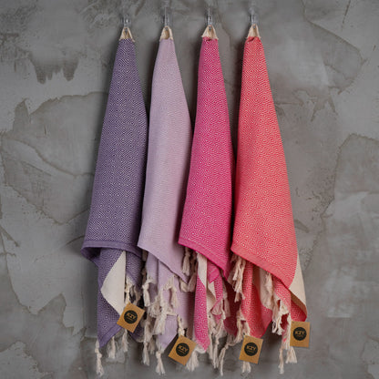 KZY LONDON Turkish Hand Towel Set of 2 - Towel for Kitchen and Bathroom - 50x100cm, 18,5x40 Inches
