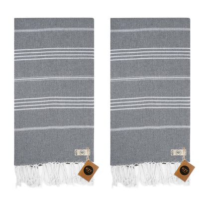 KZY LONDON Beach Towel 2 Pack Large Turkish Beach Towels for Camping, Swimming, Gym - Quick Dry, Absorbent