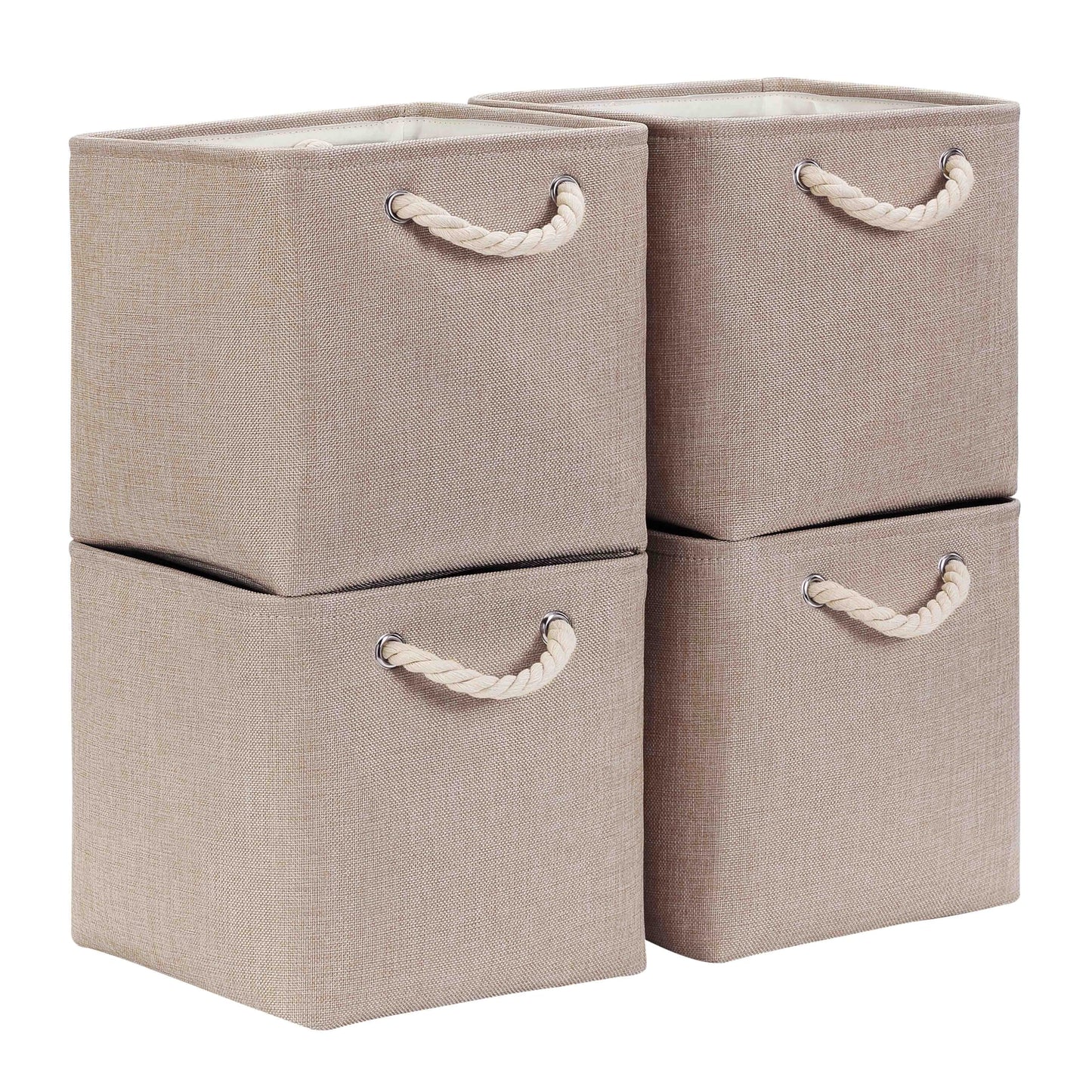 Mangata 25x25x25cm Cube Storage Boxes 4Pcs Light Khaki Foldable Baskets