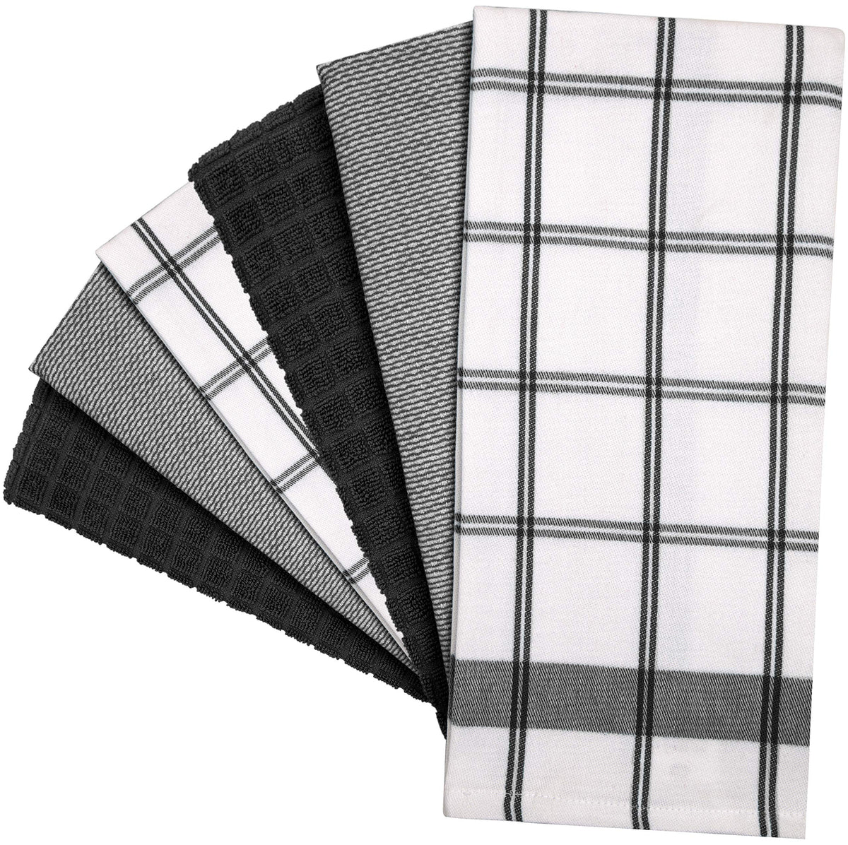 Premium Tea Towels 20”x 28”/ 50 x 70 cm, 6 Pack – Large Cotton Kitchen Tea Towel – Flat & Terry Towel