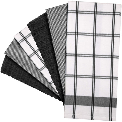 Premium Tea Towels 20”x 28”/ 50 x 70 cm, 6 Pack – Large Cotton Kitchen Tea Towel – Flat & Terry Towel