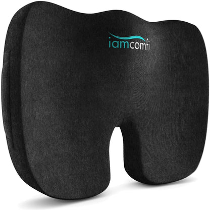 iamcomfi Coccyx Cushion for Tailbone Pain Relief – Firm Hardness - Memory Foam Sciatica Pillow for Back, Hip & Coccyx Pain