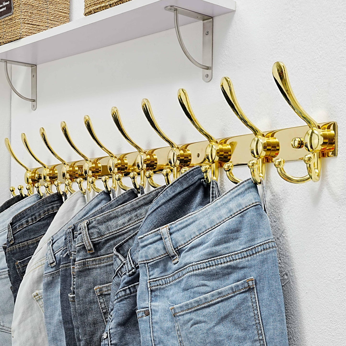 Dseap Coat Rack Wall Mount 94cm, Heavy Duty 2.5mm Base vs Flimsy 1mm, Double-Thick Solid Anti-Snap Hooks