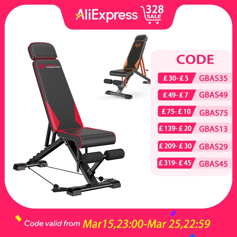 Adjustable Weight Bench with Resistance Bands Folding Weight Bench for Full Body Workout Home Quick Folding Versatile