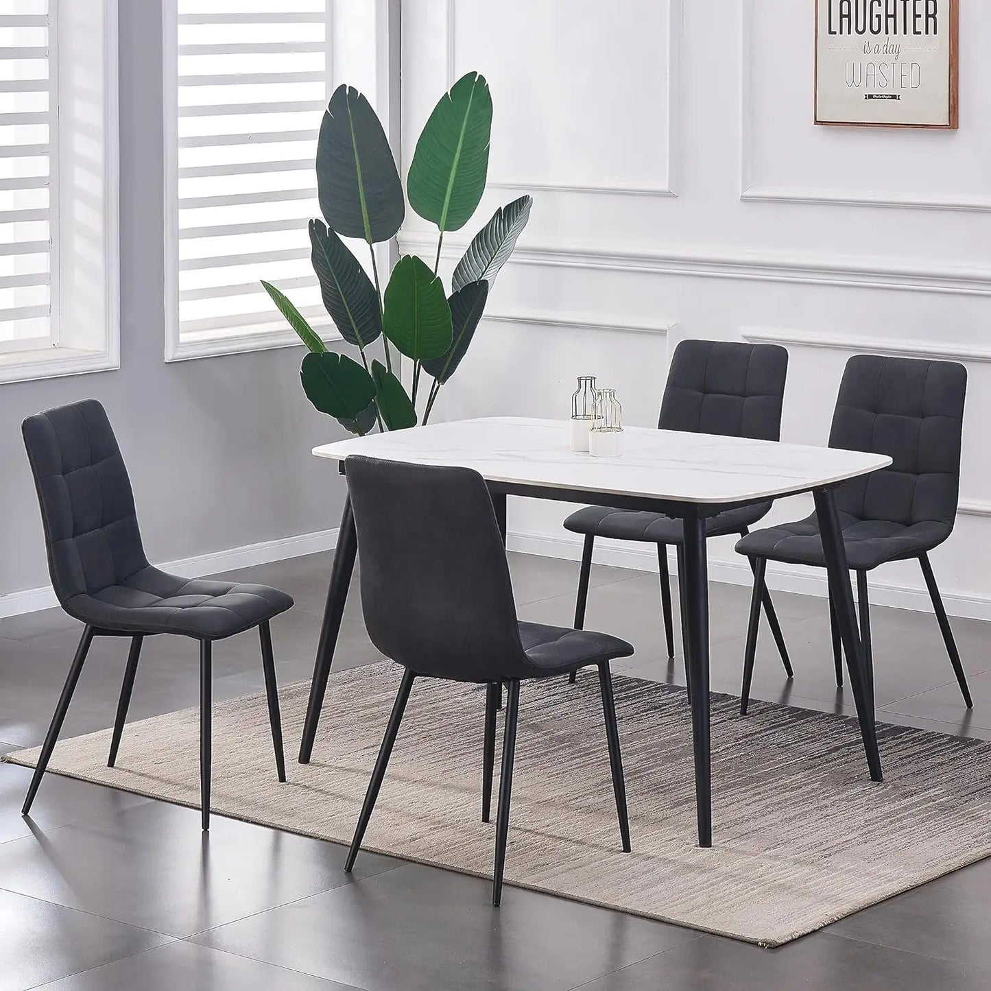 mcc direct Set of 4 Faux Matte Suede Leather Dining Chairs With metal Legs home& restaurants henri