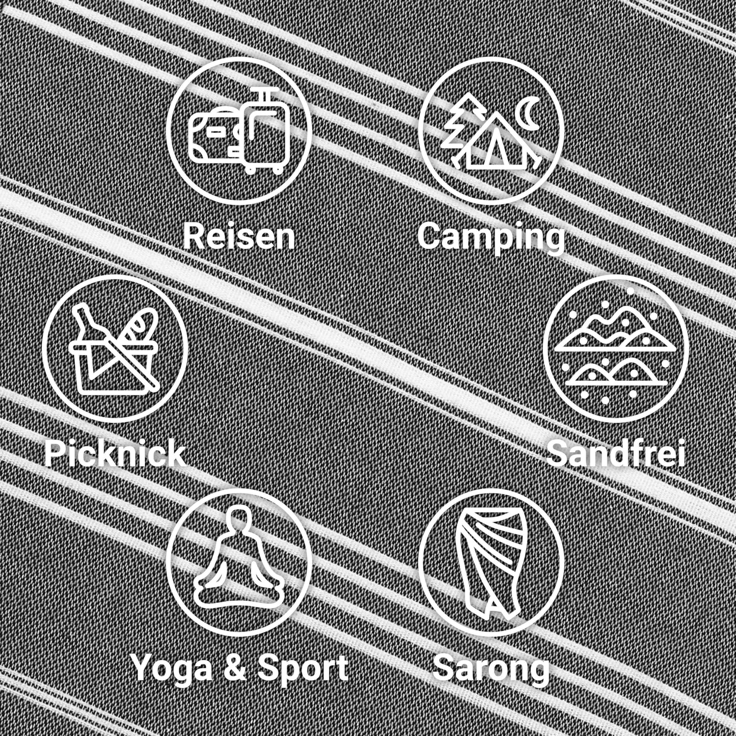 LeStoff 5 Hammam Towels/Guest Towels, Organic Cotton, 50x100, Anthracite