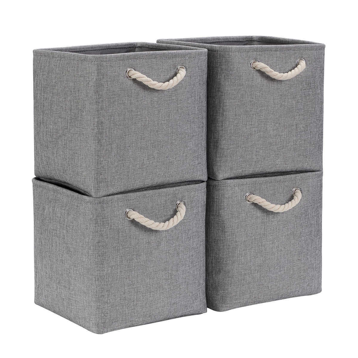 Mangata 30x30x30cm Cube Storage Boxes 4Pcs Gray Foldable Organiser Baskets