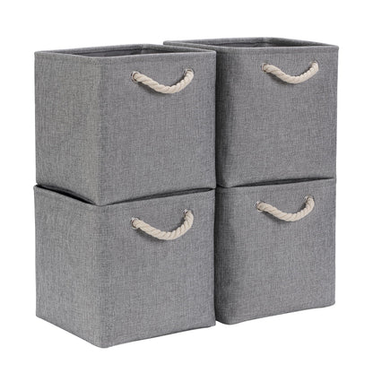 Mangata 30x30x30cm Cube Storage Boxes 4Pcs Gray Foldable Organiser Baskets
