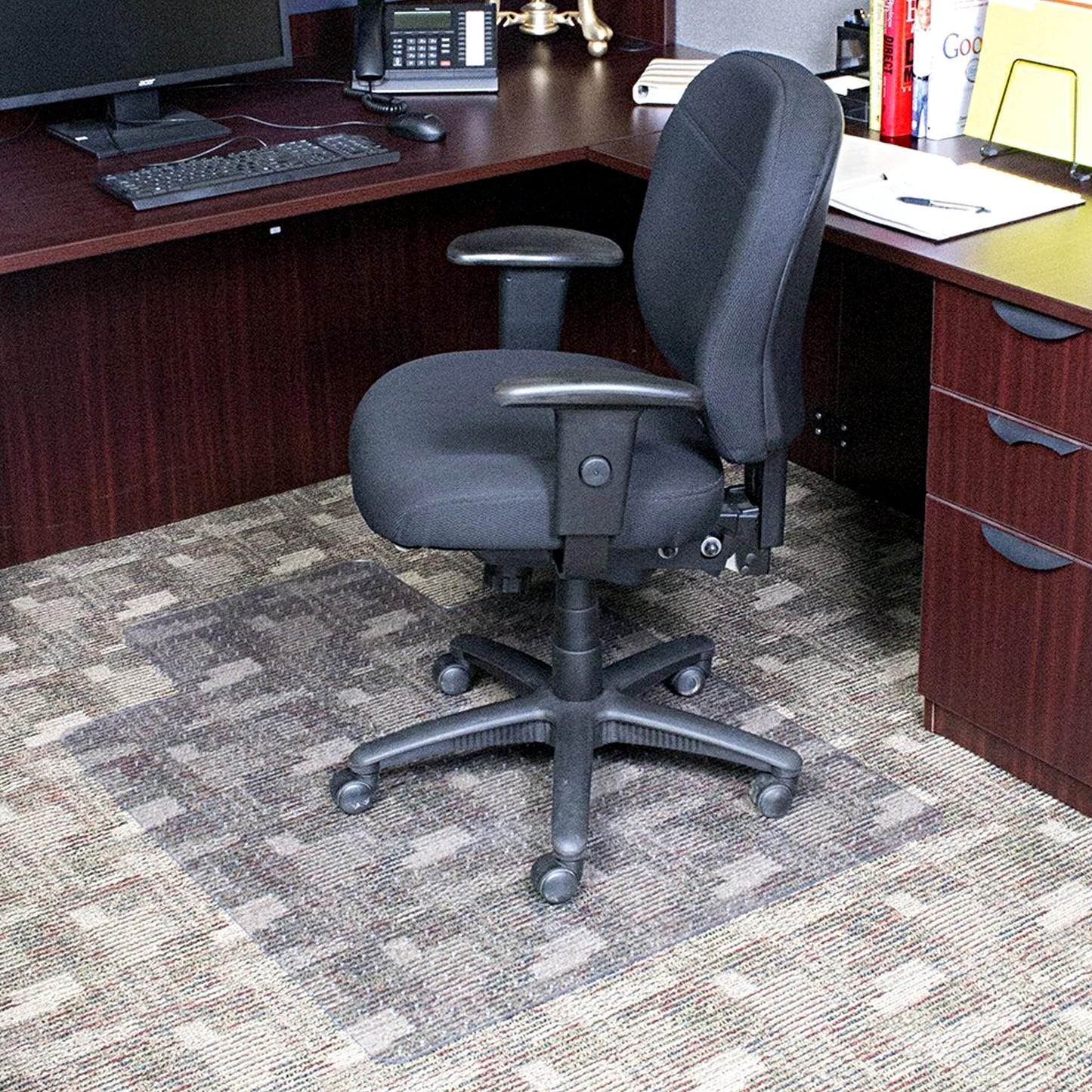 Dimex Office Chair Mat for Low Pile Carpet with Lip, 36" x 48", Clear
