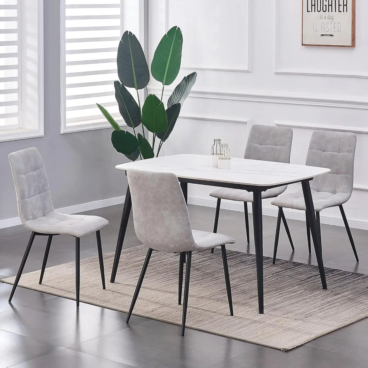 mcc direct Set of 4 Faux Matte Suede Leather Dining Chairs With metal Legs home& restaurants henri