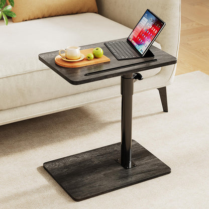CAIYUN C Shaped Side Table, Height Adjustable Swivel 360° Rotating, BEnd Table for Small Spaces, Sofa Side Table with Metal Frame for Living Room