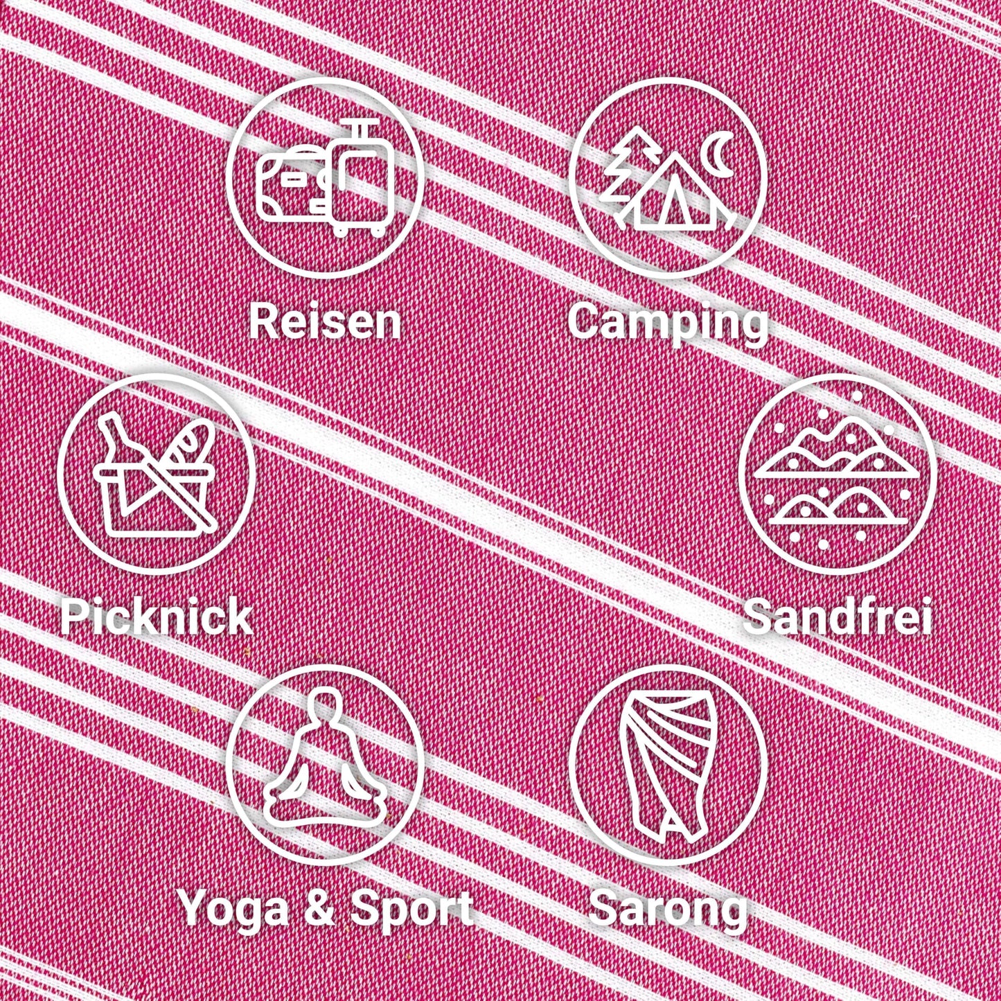 LeStoff 5-Pack Hammam Towels/Guest Towels, Organic Cotton, 50x100, Fuchsia