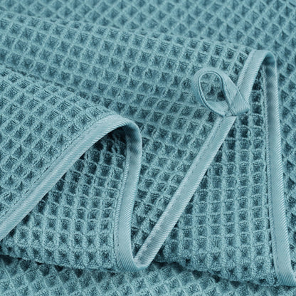 POLYTE Microfibre Quick Dry Lint Free Bath Sheet, 89 x 178 cm, Set of 2 (Green, Waffle Weave)