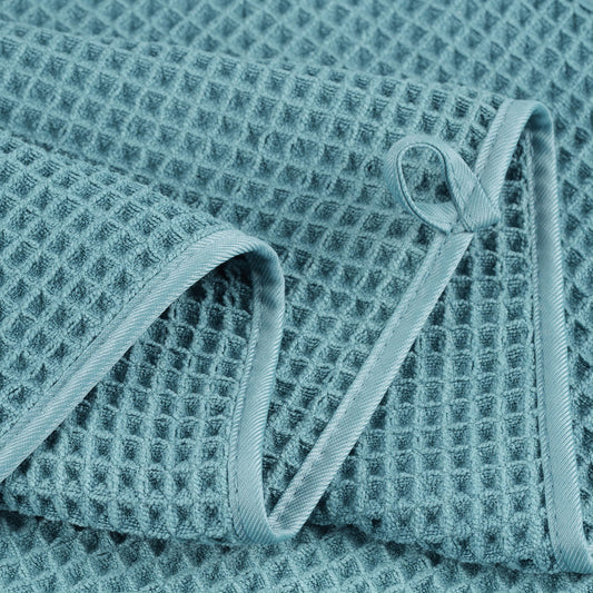 POLYTE Microfibre Quick Dry Lint Free Bath Sheet, 89 x 178 cm, Set of 2 (Green, Waffle Weave)