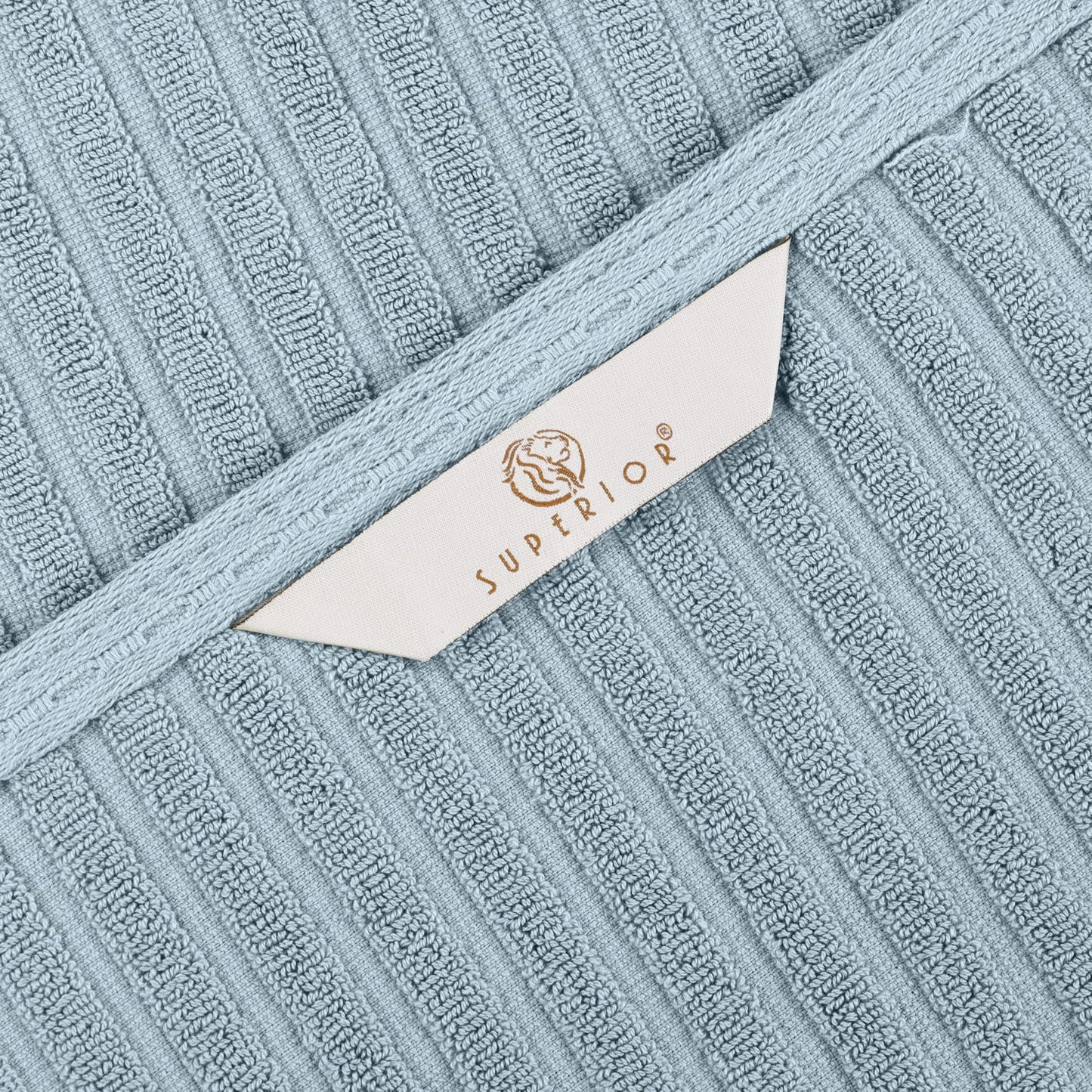 Superior Cotton 6-Piece Solid and Ribbed Towel Set, Face Towels 13” x 13”, Hand Towels 16” x 28”, Bath Towels 27” x 54”, Slate Blue