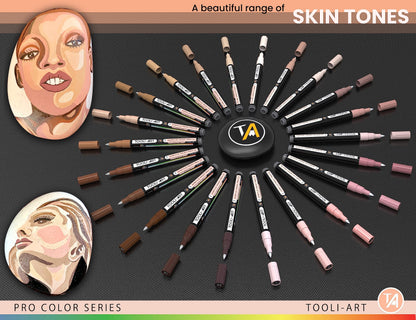 Acrylic Paint Pens 22 Skin Tones Assorted Pro Colour Series Markers Set 0.7mm Extra Fine Tip for Rock Painting, Glass, Mugs, Wood, Metal, Canvas,