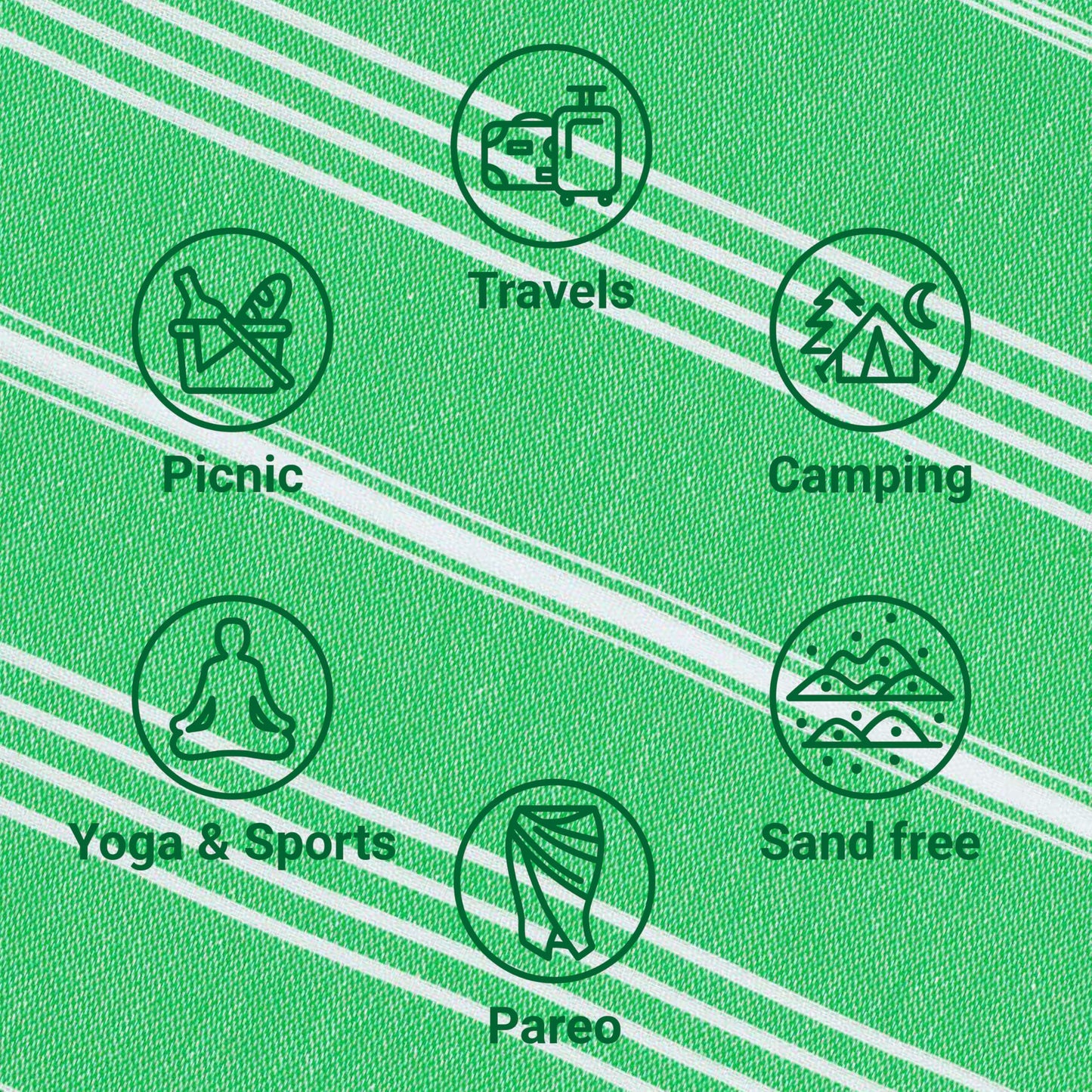 LeStoff Hammam Towel, Sauna Towel, 100% Organic Cotton, 95x180 cm, Grass
