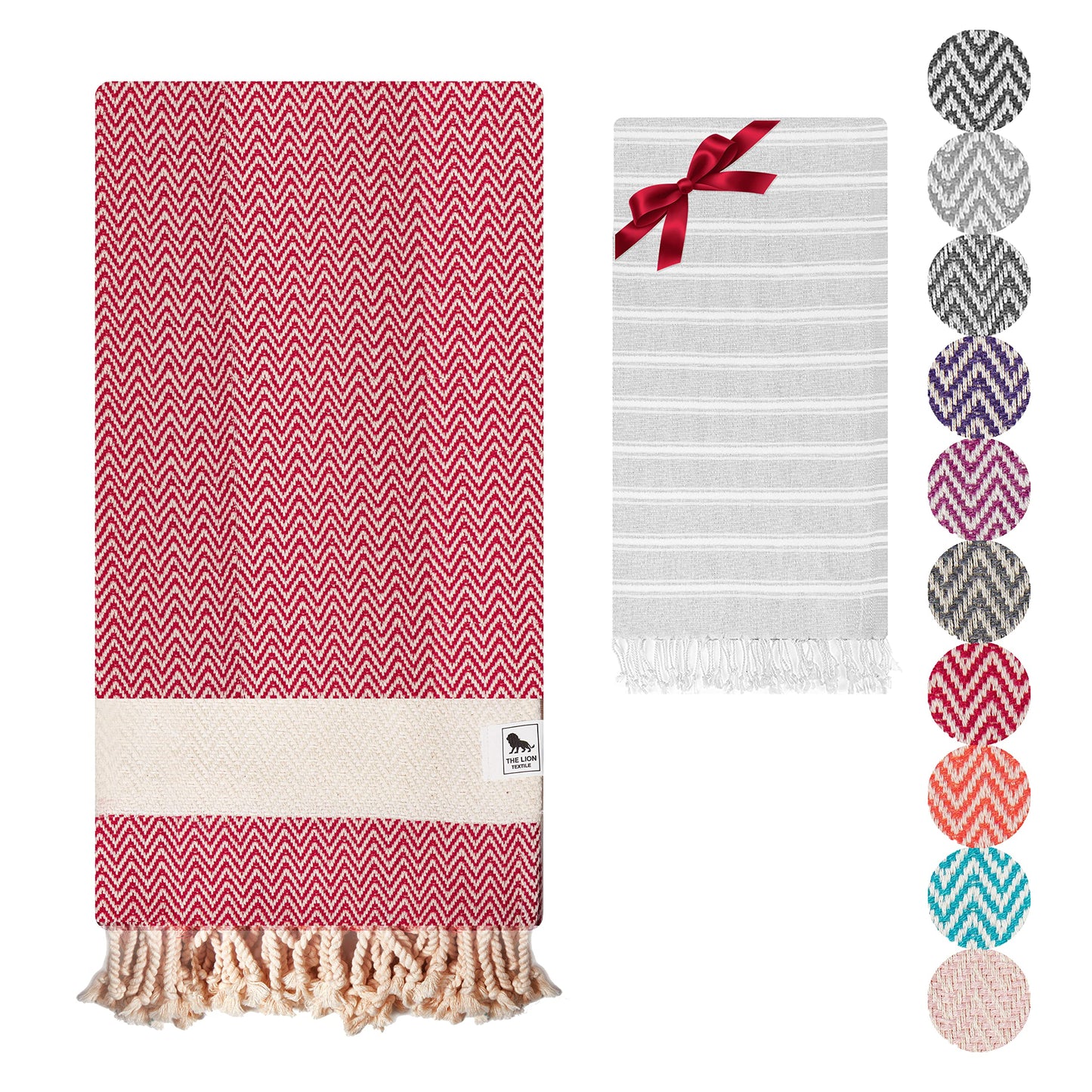 The Lion Textile Beach towel, Bath Towel - Soft,, and Quick-Drying Turkish Towels Hand Set. Perfect for Adults Bathroom, Beach, Pool, SPA, Gym