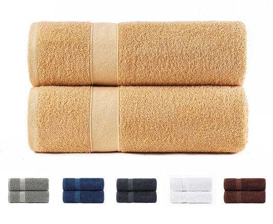Todocama Set of 2 Shower Towels, 100% Cotton, 550 GSM, Extra Soft, Highly Absorbent and Quick Drying, 70 x 140 cm, Beige